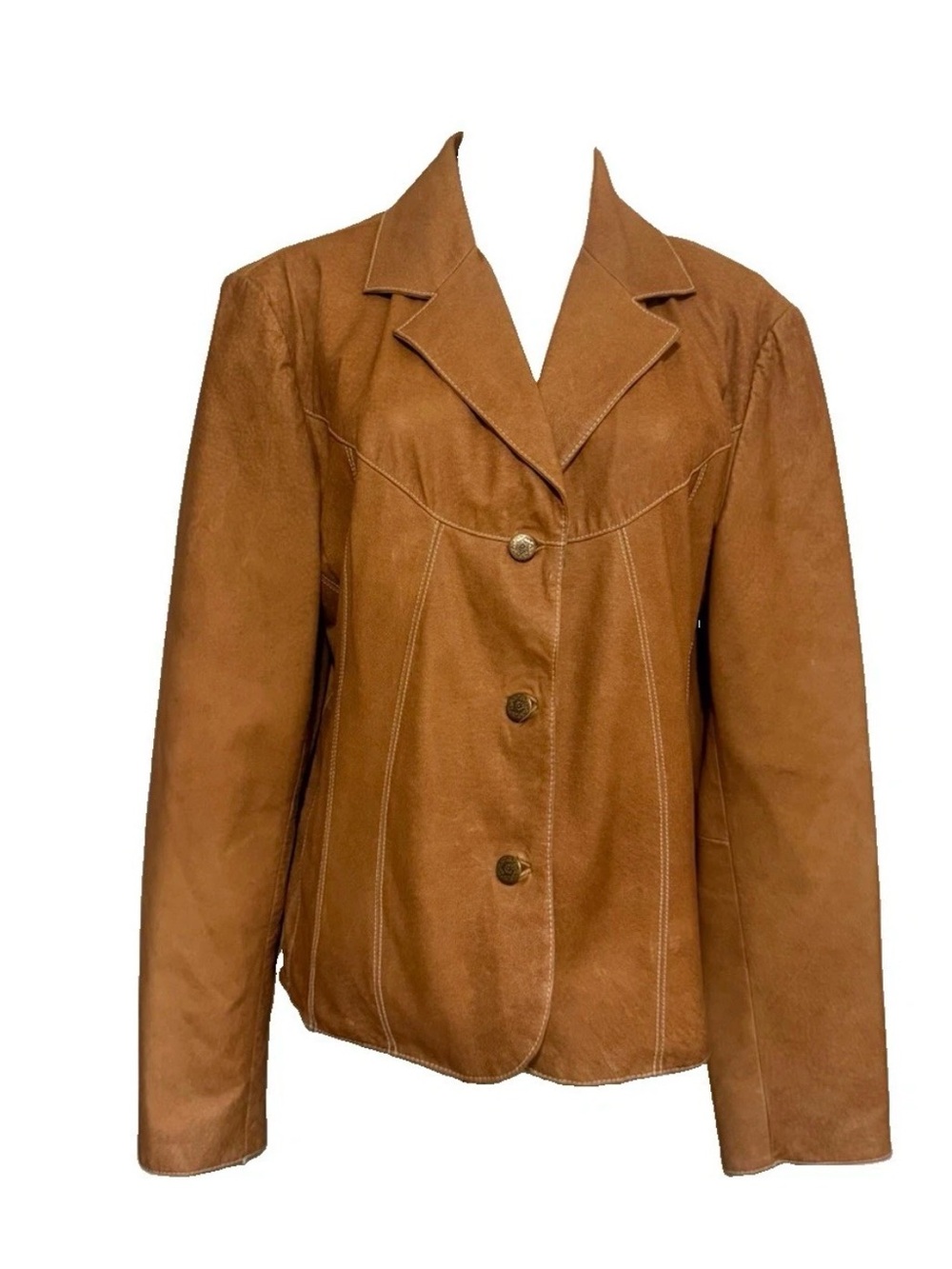 Wilsons Leather Brown Suede Button-Front Jacket